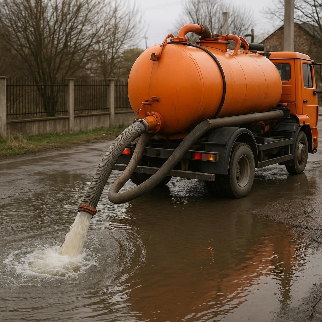 Откачка воды в Куровском